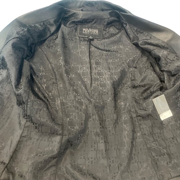 Wilsons Leather Pelle Studio Womens Black Leather Blazer Jacket Sz M SKU 9414 - Picture 10 of 13